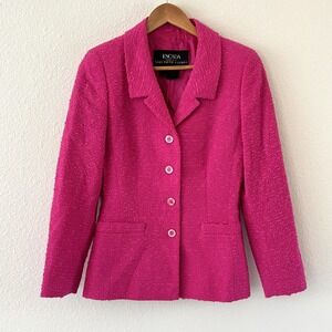 Escada Saks Fifth Avenue‎ Boucle Blazer Womens Size 36 Pink Wool Blend Old Money